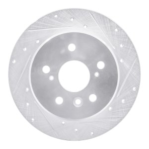 Lexus RX300 Brake Rotor (1) - Rear Right - R1 Concepts - Drilled & Slotted - Silver - `92-`03